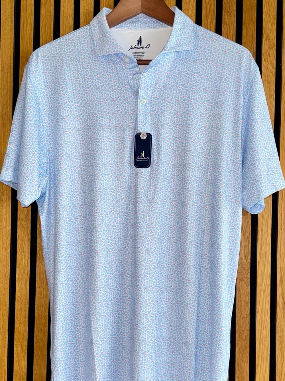 johnnie-O NWT "Four Leaf" Featherweight Performance Polo in "Kona" Blue